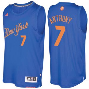 Maillot Navidad 2016 Carmelo Anthony Knicks 7 Bleu