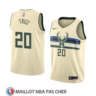 Maillot Milwaukee Bucks Travis Trice No 20 Ciudad 2018 Crema