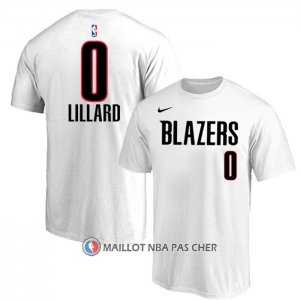 Maillot Manche Courte Portland Trail Blazers Damian Lillard Blanc