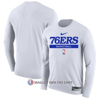 Maillot Manches Longues Philadelphia 76ers Practice Performance 2022-23 Blanc