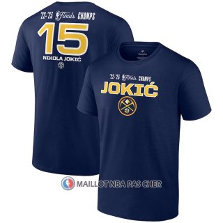 Maillot Manche Courte Denver Nuggets Nikola Jokic 2023 NBA Finals Champions Bleu