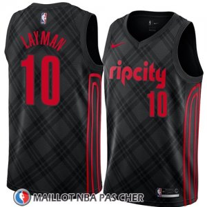 Maillot Portland Trail Blazers Jake Layman No 10 Ciudad 2018 Noir
