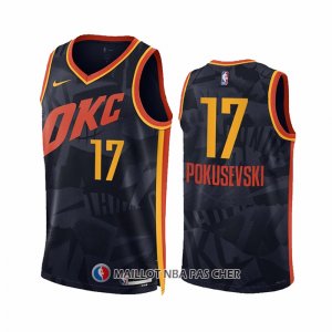 Maillot Oklahoma City Thunder Aleksej Pokusevski NO 17 Ville 2023-24 Noir