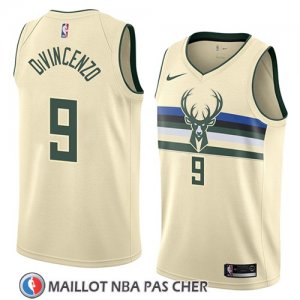 Maillot Milwaukee Bucks Donte Divincenzo No 9 Ciudad 2018 Crema