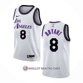 Maillot Los Angeles Lakers Kobe Bryant NO 8 Ville 2022-23 Blanc