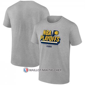 Maillot Manche Courte Indiana Pacers 2024 NBA Playoffs Gris
