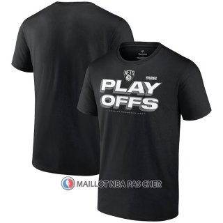 Maillot Manche Courte Brooklyn Nets 2023 NBA Playoffs Noir