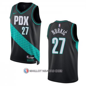 Maillot Portland Trail Blazers Jusuf Nurkic NO 27 Ville 2022-23 Noir