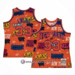 Maillot New York Knicks Patrick Ewing Slap Sticker Mitchell & Ness 1991-92 Orange