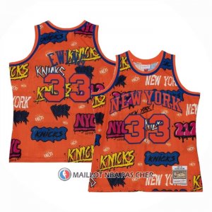 Maillot New York Knicks Patrick Ewing Slap Sticker Mitchell & Ness 1991-92 Orange