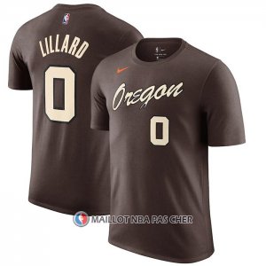 Maillot Manche Courte Portland Trail Blazers Damian Lillard Ville 2020-21 Marron