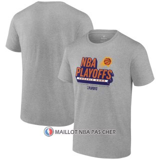 Maillot Manche Courte Phoenix Suns 2024 NBA Playoffs Gris