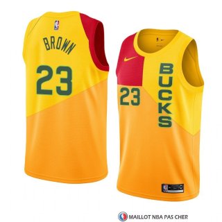 Maillot Milwaukee Bucks Sterling Brown Ville 2018-19 Jaune