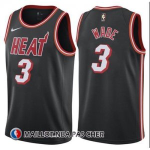 Maillot Miami Heat Wade 3 Ciudad 2017-18 Noir Rouge