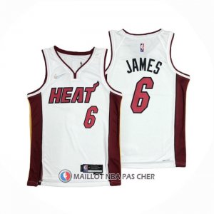 Maillot Miami Heat LeBron James NO 6 Association 2021-22 Blanc  Maillot Miami Heat LeBron James NO 6 Association 2021-22 Blanc
