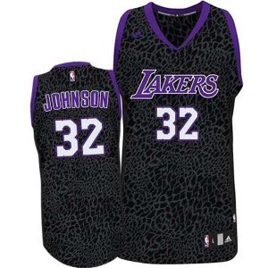 Maillot Crazy Light Leopard Lakers Johnson 32 Noir