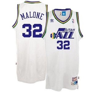 Maillot Retro Jazz Malone 32 Blanc