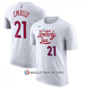 Maillot Manche Courte Philadelphia 76ers Joel Embiid Ville 2022-23 Blanc