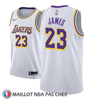 Maillot Los Angeles Lakers Lebron James No 23 Association 2018-19 Blanc