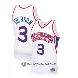 Maillot Enfant Philadelphia 76ers Allen Iverson NO 3 Mitchell & Ness 1996-97 Blanc