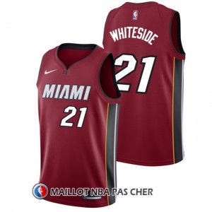 Maillot Authentique Miami Heat Whiteside 2017-18 21 Rouge