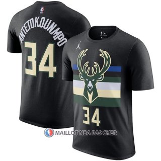 Maillot Manche Courte Milwaukee Bucks Giannis Antetokounmpo Statement Noir