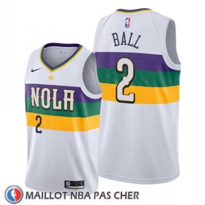 Maillot New Orleans Pelicans Lonzo Ball Ville Blanc