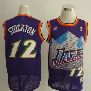 Maillot retro de Stockton Utah Jazz #12 Pourpre