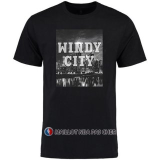 Maillot Manche Courte Chicago Bulls Ville Noir