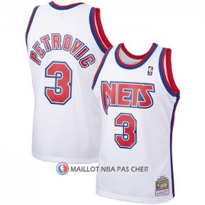 Maillot Brooklyn Nets Drazen Petrovic NO 3 Mitchell & Ness 1992-93 Blanc