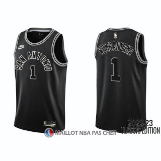 Maillot San Antonio Spurs Victor Wembanyama NO 1 Classic 2022-23 Noir