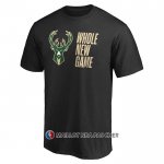 Maillot Manche Courte Milwaukee Bucks Whole New Game Noir