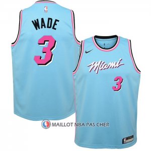 Maillot Enfant Miami Heat Dwyane Wade NO 3 Ville Bleu
