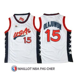 Maillot USA 1996 Olajuwon 15 Blanc