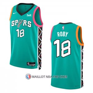 Maillot San Antonio Spurs Isaiah Roby NO 18 Ville 2022-23 Vert