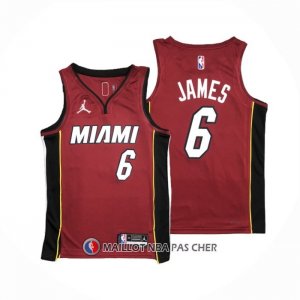 Maillot Miami Heat LeBron James NO 6 Statement 2020-21 Rouge  Maillot Miami Heat LeBron James NO 6 Statement 2020-21 Rouge