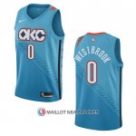 Maillot Oklahoma City Thunder Russell Westbrook NO 0 Ville 2018-19 Bleu