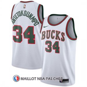 Maillot Milwaukee Bucks Giannis Antetokounmpo 2017-18 34 Blanc