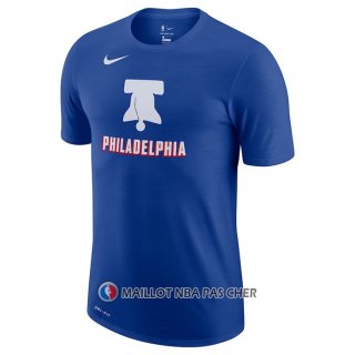 Maillot Manche Courte Philadelphia 76ers Ville 2020-21 Bleu