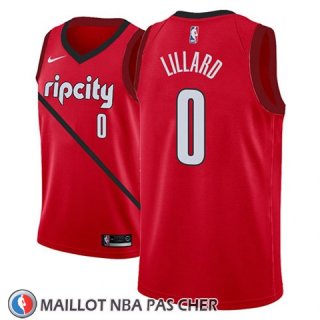 Maillot Portland Trail Blazers Damian Lillard No 0 Earned 2018-19 Rouge