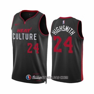 Maillot Miami Heat Haywood Highsmith NO 24 Ville 2023-24 Noir