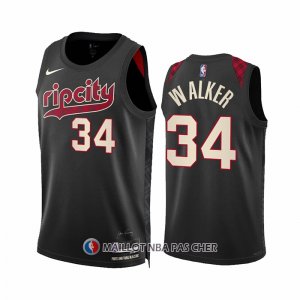 Maillot Portland Trail Blazers Jabari Walker NO 34 Ville 2023-24 Noir