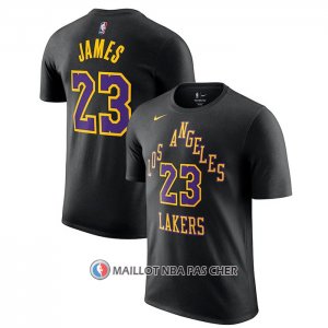 Maillot Manche Courte Los Angeles Lakers LeBron James Ville 2023-24 Noir