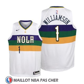 Maillot Enfant New Orleans Pelicans Zion Williamson Ciudad 2019 Blanc