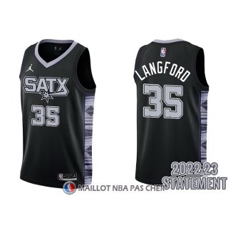 Maillot San Antonio Spurs Romeo Langford NO 35 Statement 2022-23 Noir