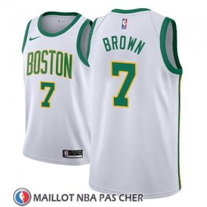 Maillot Boston Celtics Jaylen Brown No 7 Ciudad 2018-19 Blanc
