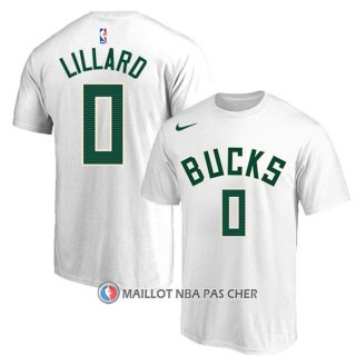 Maillot Manche Courte Milwaukee Bucks Damian Lillard Blanc