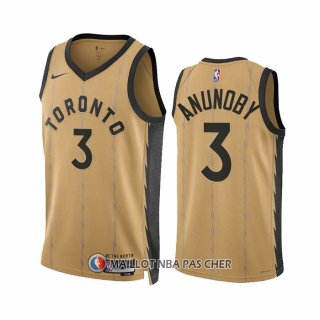 Maillot Toronto Raptors OG Anunoby NO 3 Ville 2023-24 Or