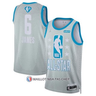 Maillot All Star 2022 Los Angeles Lakers LeBron James NO 6 Gris