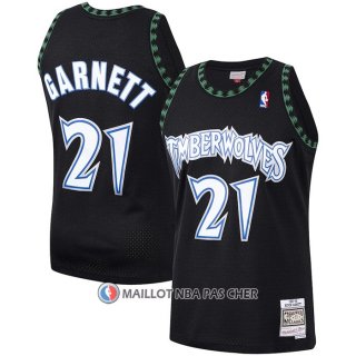 Maillot Minnesota Timberwolves Kevin Garnett NO 21 Hardwood Classics Throwback Noir